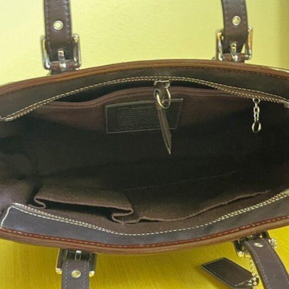 Chocolate Patent Leather COACH Wingtip Tote - Picture 4 of 5